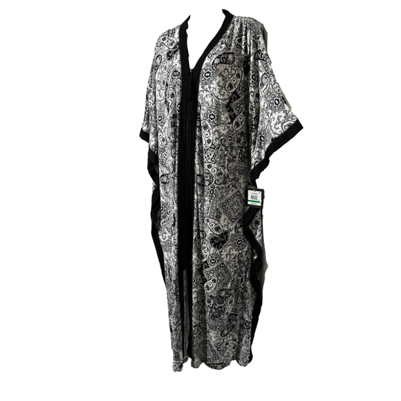 ELLEN TRACY Womens Caftan - Soft Stretch Jersey Zip Front Lounge Caftan L/XL - Picture 2 of 11